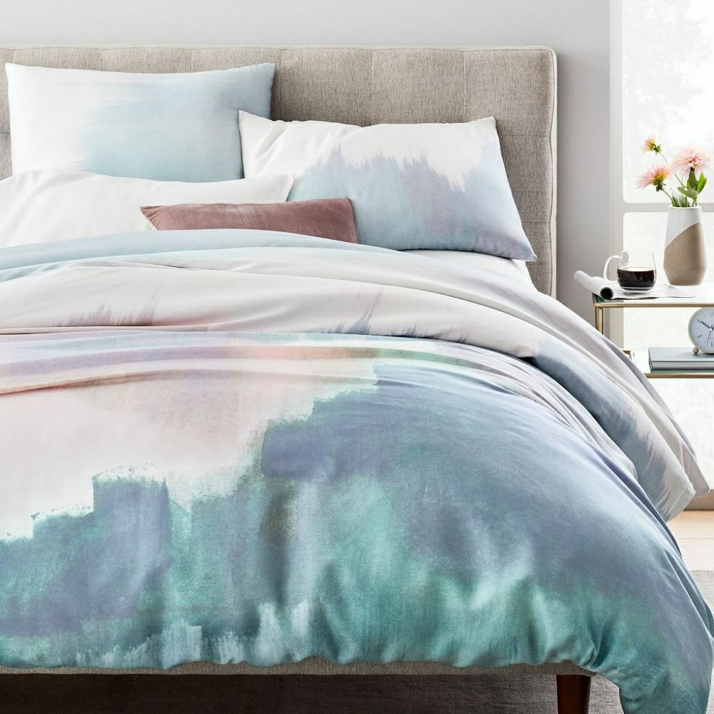 NWT West Elm Tencel Abstract King Duvet/2 Sham